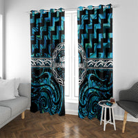Aotearoa Ngati Kahungunu Window Curtain Maori Iwi Poutama Puhoro Tattoo LT14 With Grommets Turquoise - Polynesian Pride