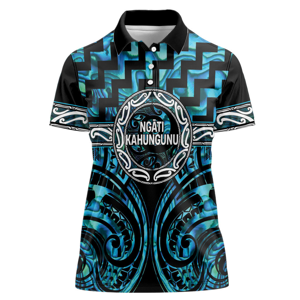 Aotearoa Ngati Kahungunu Personalised Women Polo Shirt Maori Iwi Poutama Puhoro Tattoo LT14 Female Turquoise - Polynesian Pride
