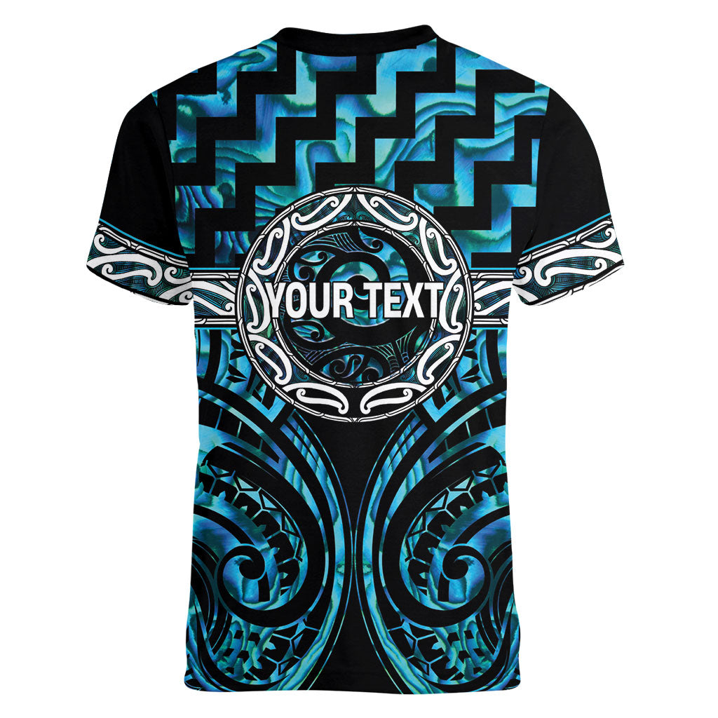 Aotearoa Ngati Kahungunu Personalised Women V-Neck T-Shirt Maori Iwi Poutama Puhoro Tattoo LT14 - Polynesian Pride