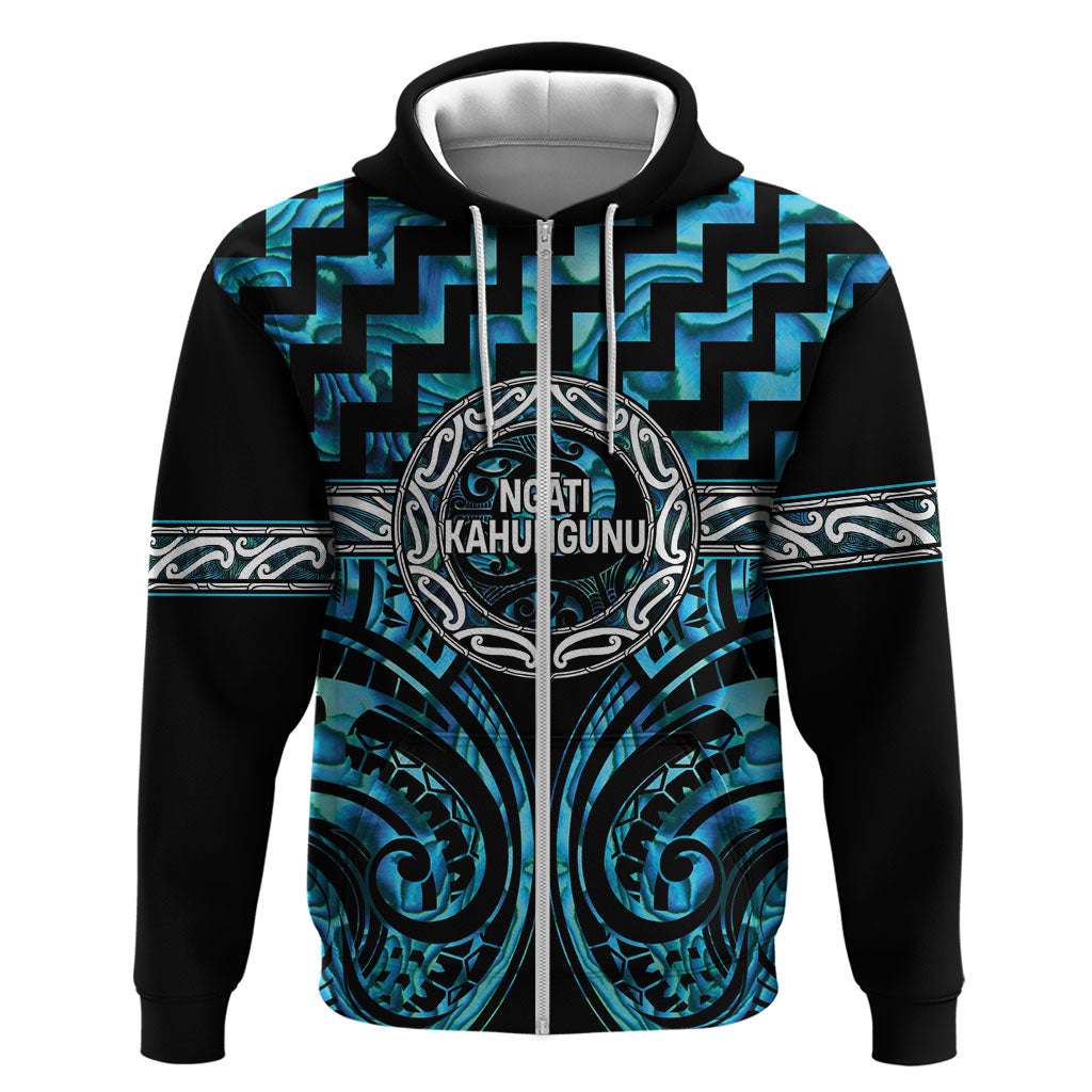 Aotearoa Ngati Kahungunu Personalised Zip Hoodie Maori Iwi Poutama Puhoro Tattoo LT14 Zip Hoodie Turquoise - Polynesian Pride
