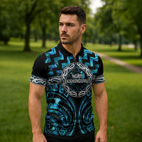 Aotearoa Ngati Kahungunu Personalised Zipper Polo Shirt Maori Iwi Poutama Puhoro Tattoo LT14 - Polynesian Pride
