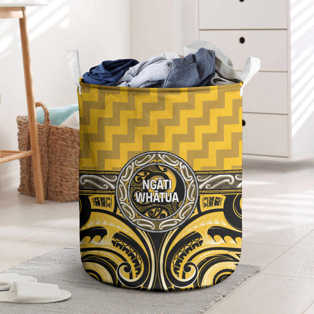 Aotearoa Ngati Whatua Laundry Basket Maori Iwi Poutama Puhoro Tattoo LT14 Yellow - Polynesian Pride