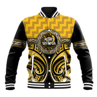 Aotearoa Ngati Whatua Personalised Baseball Jacket Maori Iwi Poutama Puhoro Tattoo LT14 Unisex Yellow - Polynesian Pride