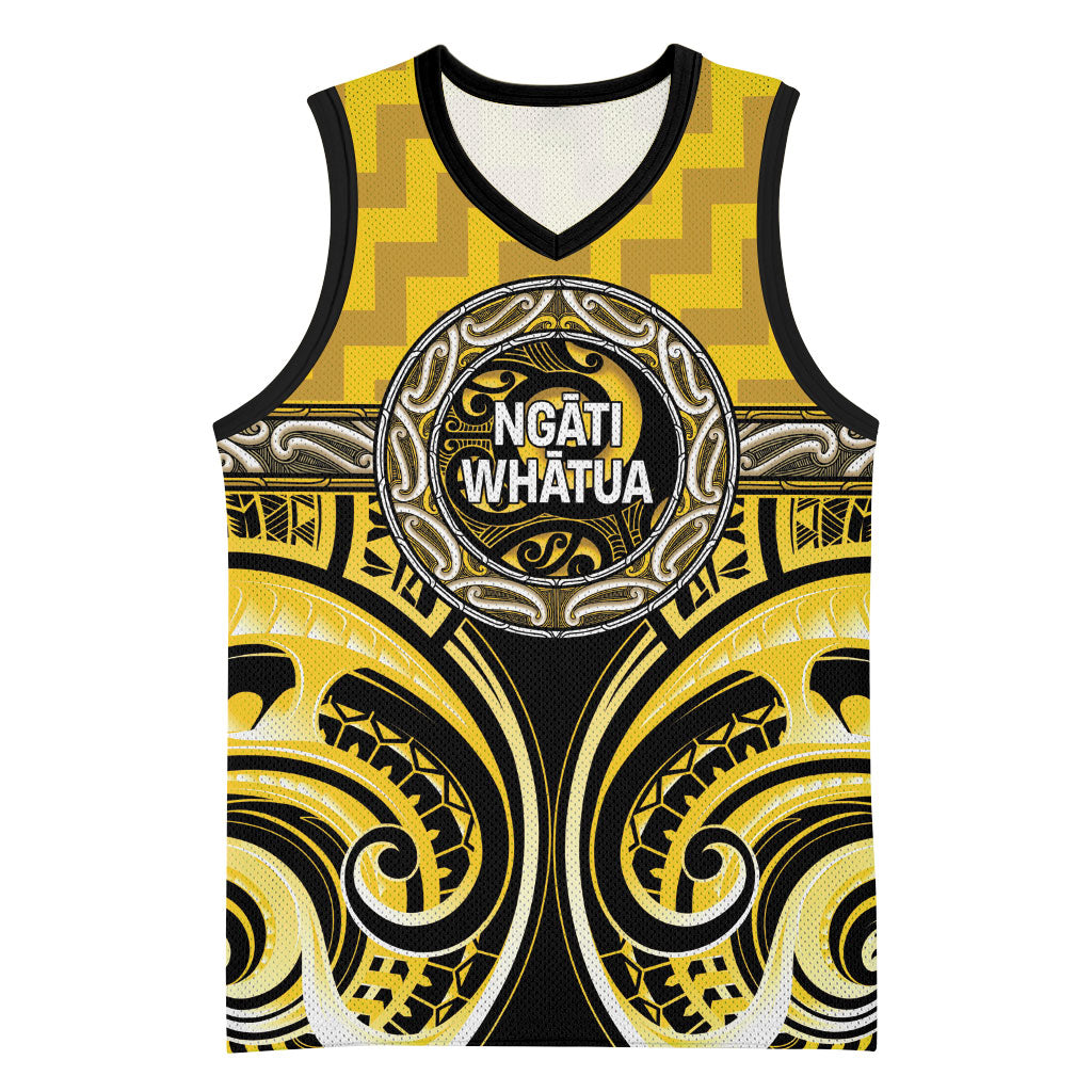 Aotearoa Ngati Whatua Personalised Basketball Jersey Maori Iwi Poutama Puhoro Tattoo LT14 Unisex Yellow - Polynesian Pride