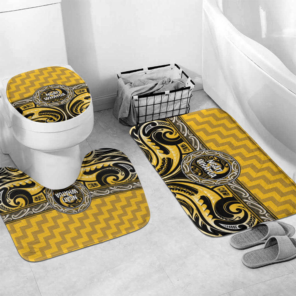 Aotearoa Ngati Whatua Bathroom Set Maori Iwi Poutama Puhoro Tattoo LT14 Mat Set Only (3 pcs) One Size Yellow - Polynesian Pride