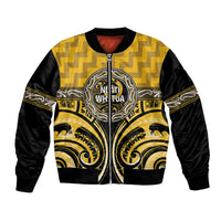 Aotearoa Ngati Whatua Personalised Bomber Jacket Maori Iwi Poutama Puhoro Tattoo LT14 Unisex Yellow - Polynesian Pride