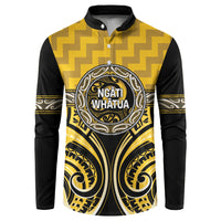 Aotearoa Ngati Whatua Personalised Button Sweatshirt Maori Iwi Poutama Puhoro Tattoo LT14 Yellow - Polynesian Pride