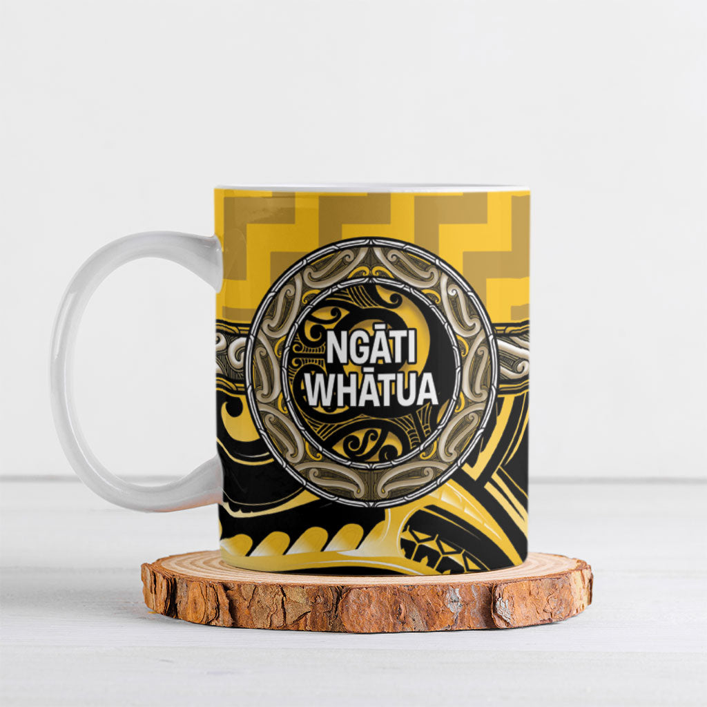 Aotearoa Ngati Whatua Personalised Ceramic Mug Maori Iwi Poutama Puhoro Tattoo LT14 Yellow - Polynesian Pride