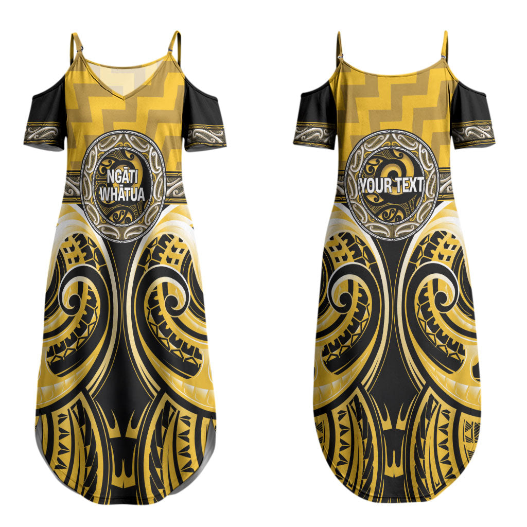 Aotearoa Ngati Whatua Personalised Couples Matching Summer Maxi Dress and Long Sleeve Button Shirt Maori Iwi Poutama Puhoro Tattoo LT14 - Polynesian Pride
