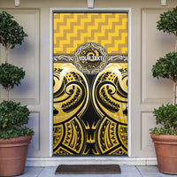 Aotearoa Ngati Whatua Personalised Door Cover Maori Iwi Poutama Puhoro Tattoo LT14 Yellow - Polynesian Pride