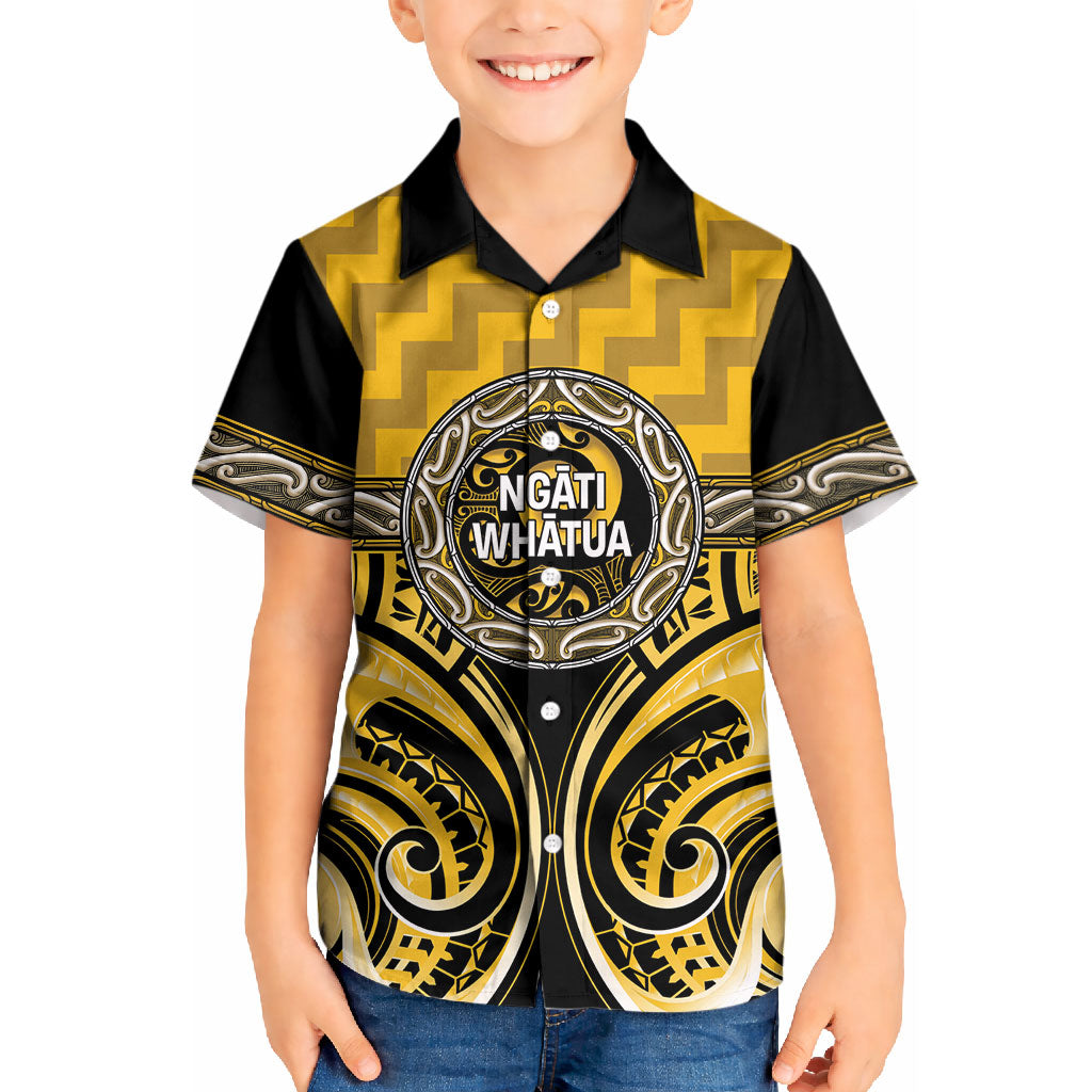 Aotearoa Ngati Whatua Personalised Kid Hawaiian Shirt Maori Iwi Poutama Puhoro Tattoo LT14 Kid Yellow - Polynesian Pride