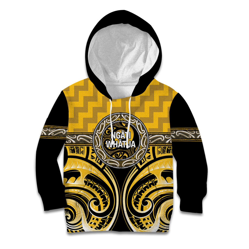 Aotearoa Ngati Whatua Personalised Kid Hoodie Maori Iwi Poutama Puhoro Tattoo LT14 Hoodie Yellow - Polynesian Pride