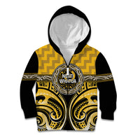 Aotearoa Ngati Whatua Personalised Kid Hoodie Maori Iwi Poutama Puhoro Tattoo LT14 Zip Hoodie Yellow - Polynesian Pride