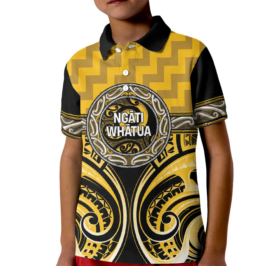 Aotearoa Ngati Whatua Personalised Kid Polo Shirt Maori Iwi Poutama Puhoro Tattoo LT14 Kid Yellow - Polynesian Pride