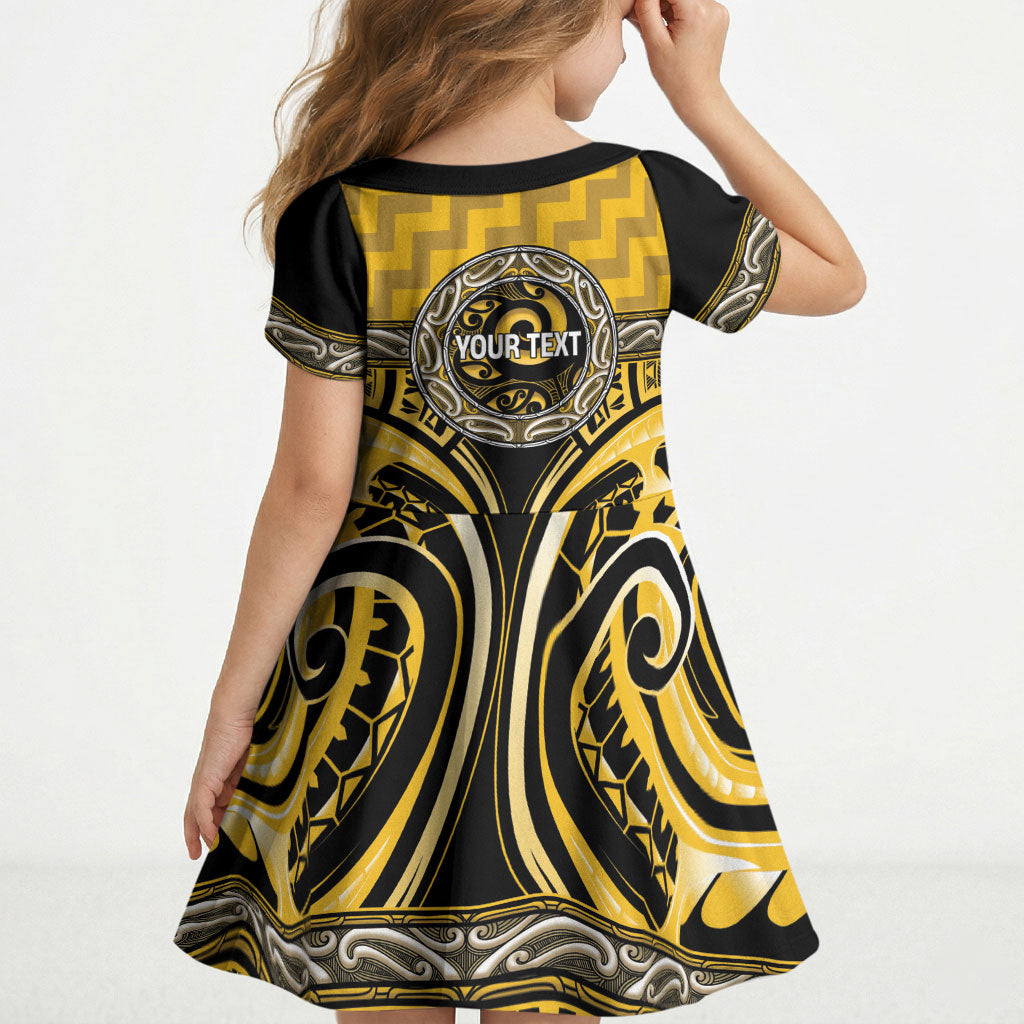 Aotearoa Ngati Whatua Personalised Kid Short Sleeve Dress Maori Iwi Poutama Puhoro Tattoo LT14 - Polynesian Pride
