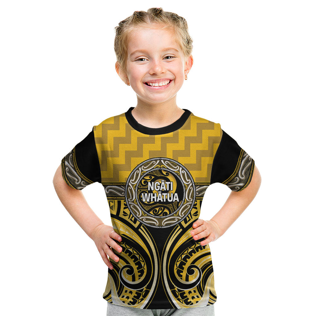 Aotearoa Ngati Whatua Personalised Kid T Shirt Maori Iwi Poutama Puhoro Tattoo LT14 Yellow - Polynesian Pride