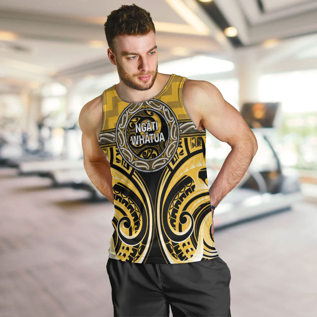 Aotearoa Ngati Whatua Personalised Men Tank Top Maori Iwi Poutama Puhoro Tattoo LT14 Yellow - Polynesian Pride