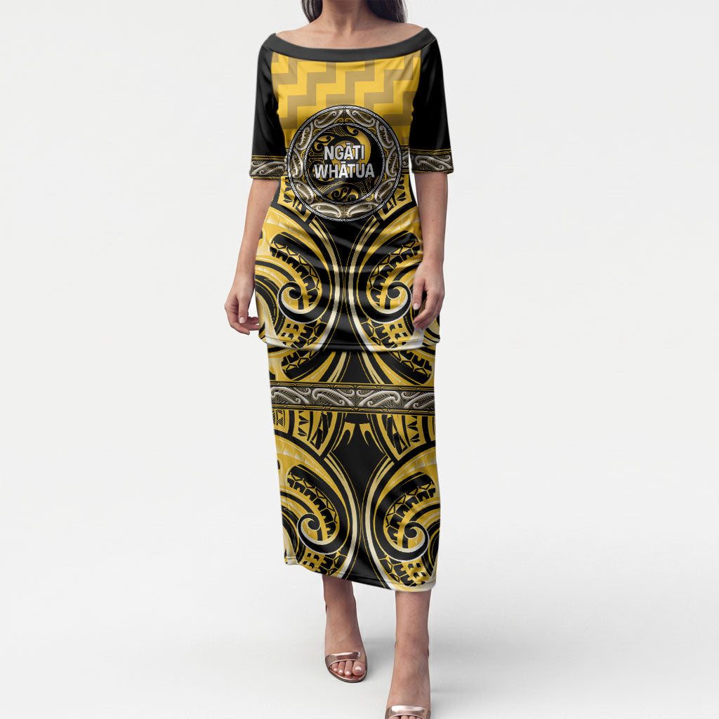 Aotearoa Ngati Whatua Personalised Puletasi Maori Iwi Poutama Puhoro Tattoo LT14 Long Dress Yellow - Polynesian Pride