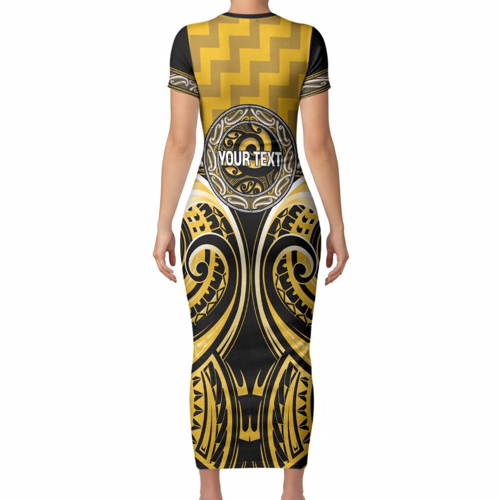 Aotearoa Ngati Whatua Personalised Short Sleeve Bodycon Dress Maori Iwi Poutama Puhoro Tattoo LT14 - Polynesian Pride