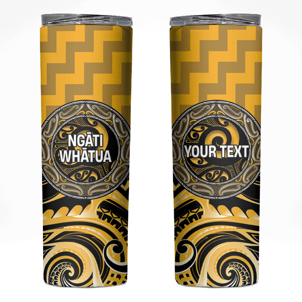 Aotearoa Ngati Whatua Personalised Skinny Tumbler Maori Iwi Poutama Puhoro Tattoo LT14 Yellow - Polynesian Pride