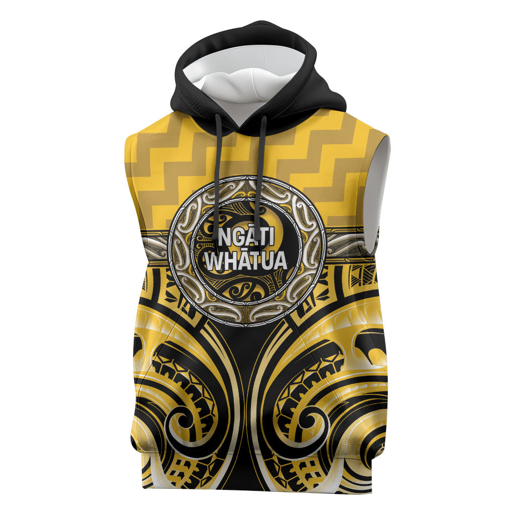 Aotearoa Ngati Whatua Personalised Sleeveless Hoodie Maori Iwi Poutama Puhoro Tattoo LT14 Yellow - Polynesian Pride