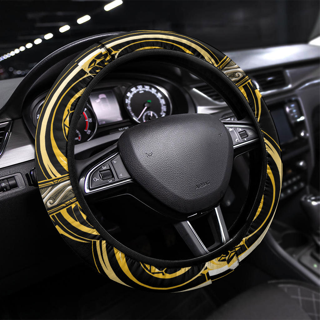 Aotearoa Ngati Whatua Steering Wheel Cover Maori Iwi Poutama Puhoro Tattoo LT14 Universal Fit Yellow - Polynesian Pride