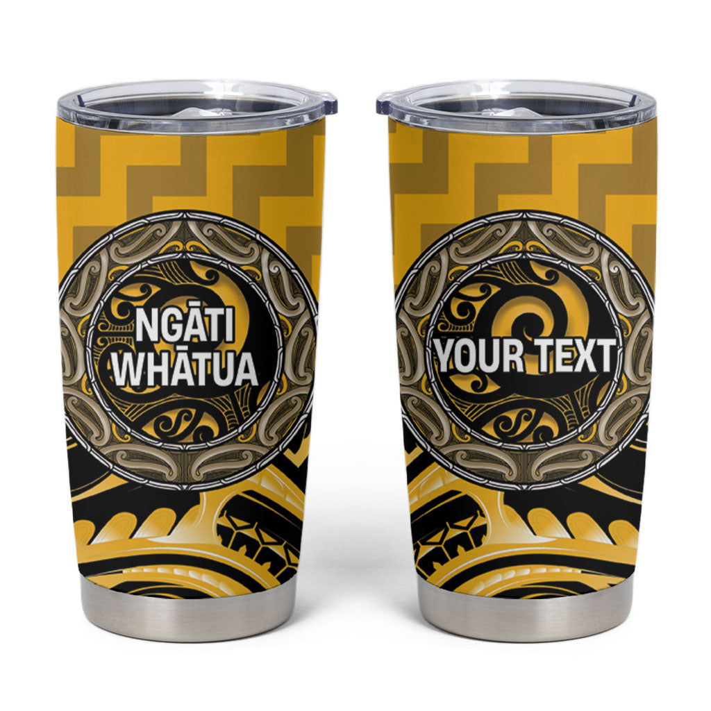 Aotearoa Ngati Whatua Personalised Tumbler Cup Maori Iwi Poutama Puhoro Tattoo LT14 Yellow - Polynesian Pride