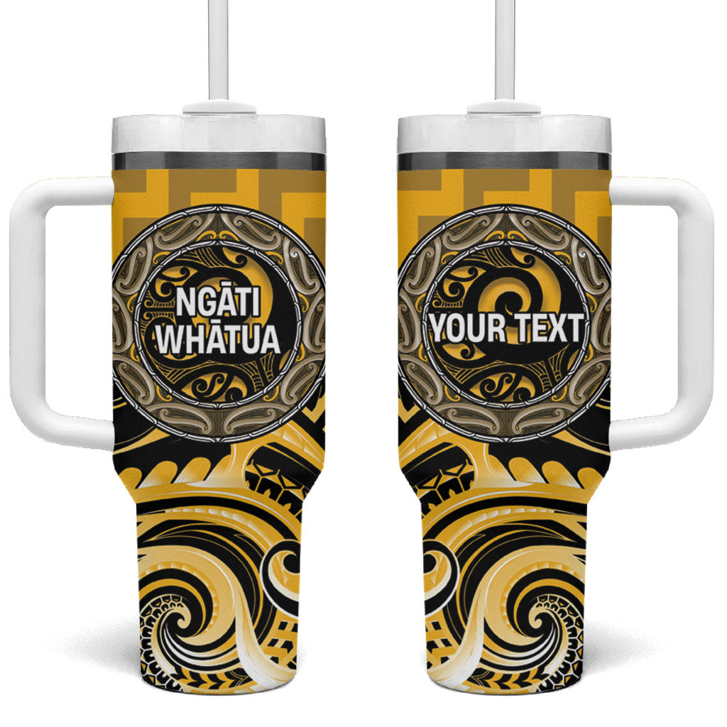 Aotearoa Ngati Whatua Personalised Tumbler With Handle Maori Iwi Poutama Puhoro Tattoo LT14 One Size: 40 oz Yellow - Polynesian Pride