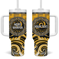 Aotearoa Ngati Whatua Personalised Tumbler With Handle Maori Iwi Poutama Puhoro Tattoo LT14 One Size: 40 oz Yellow - Polynesian Pride