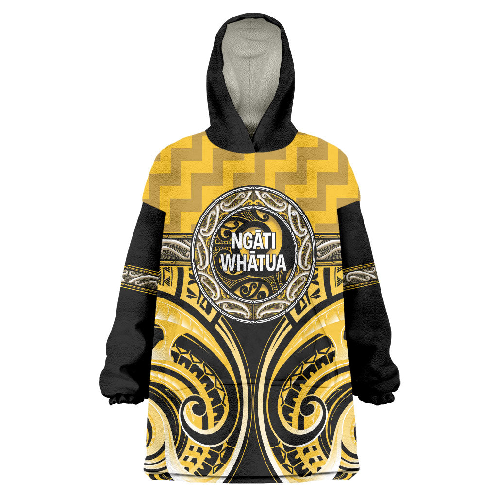 Aotearoa Ngati Whatua Personalised Wearable Blanket Hoodie Maori Iwi Poutama Puhoro Tattoo LT14 One Size Yellow - Polynesian Pride