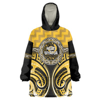 Aotearoa Ngati Whatua Personalised Wearable Blanket Hoodie Maori Iwi Poutama Puhoro Tattoo LT14 One Size Yellow - Polynesian Pride