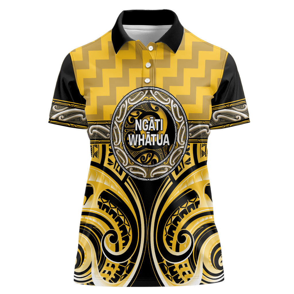 Aotearoa Ngati Whatua Personalised Women Polo Shirt Maori Iwi Poutama Puhoro Tattoo LT14 Female Yellow - Polynesian Pride