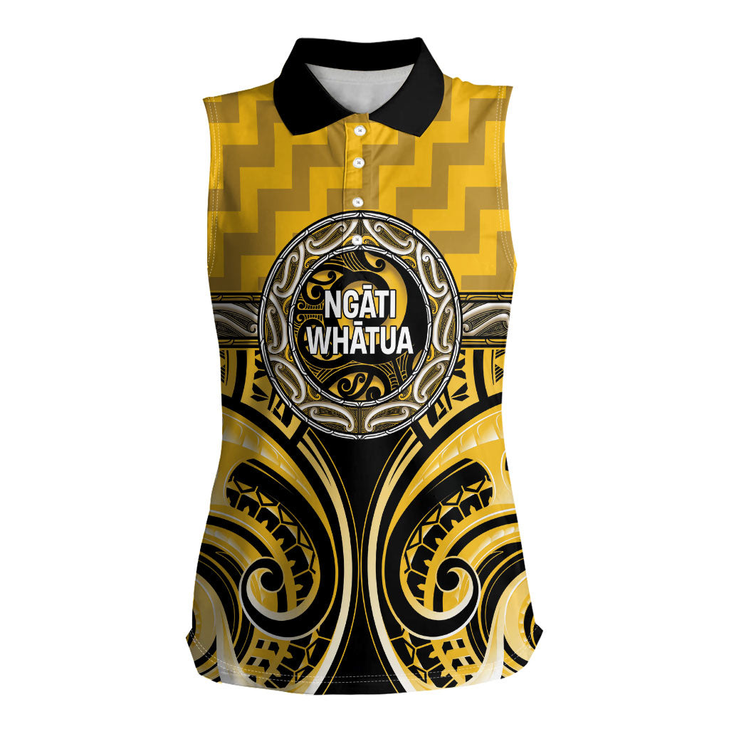 Aotearoa Ngati Whatua Personalised Women Sleeveless Polo Shirt Maori Iwi Poutama Puhoro Tattoo LT14 Female Yellow - Polynesian Pride
