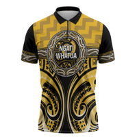 Aotearoa Ngati Whatua Personalised Zipper Polo Shirt Maori Iwi Poutama Puhoro Tattoo LT14 Yellow - Polynesian Pride