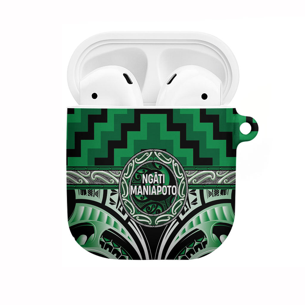 Aotearoa Ngati Maniapoto AirPods Case Maori Iwi Poutama Puhoro Tattoo LT14 Green - Polynesian Pride