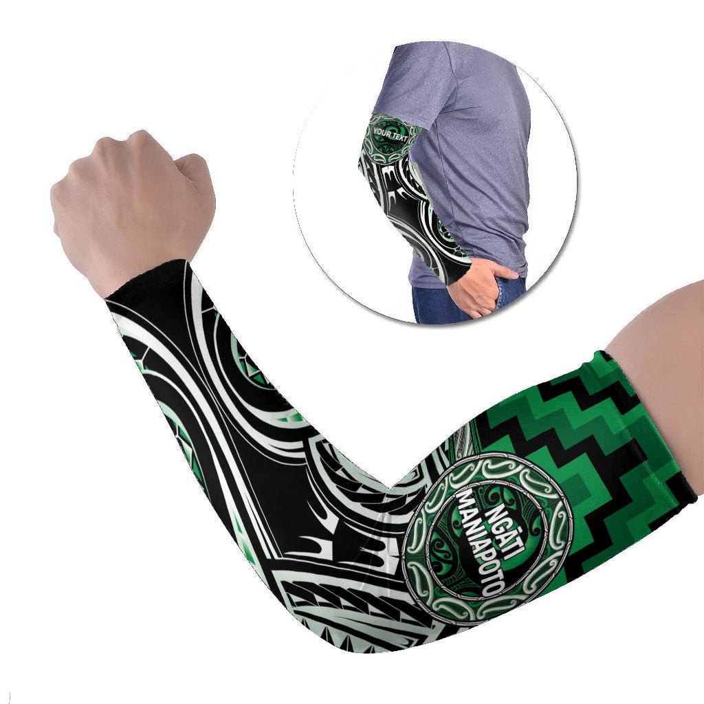Aotearoa Ngati Maniapoto Personalised Arm Sleeves Maori Iwi Poutama Puhoro Tattoo LT14 Set of 2 Green - Polynesian Pride