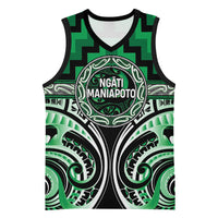 Aotearoa Ngati Maniapoto Personalised Basketball Jersey Maori Iwi Poutama Puhoro Tattoo LT14 Unisex Green - Polynesian Pride