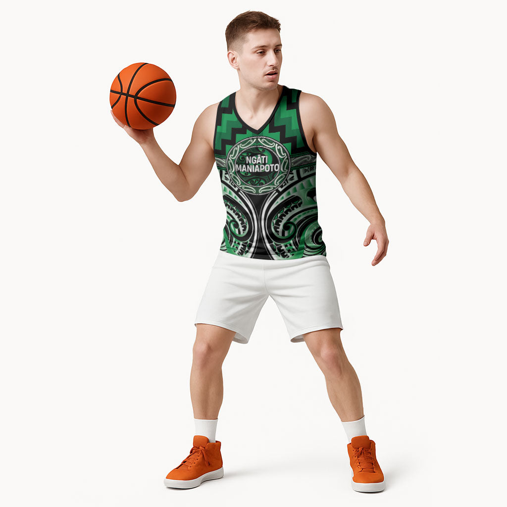 Aotearoa Ngati Maniapoto Personalised Basketball Jersey Maori Iwi Poutama Puhoro Tattoo LT14 - Polynesian Pride