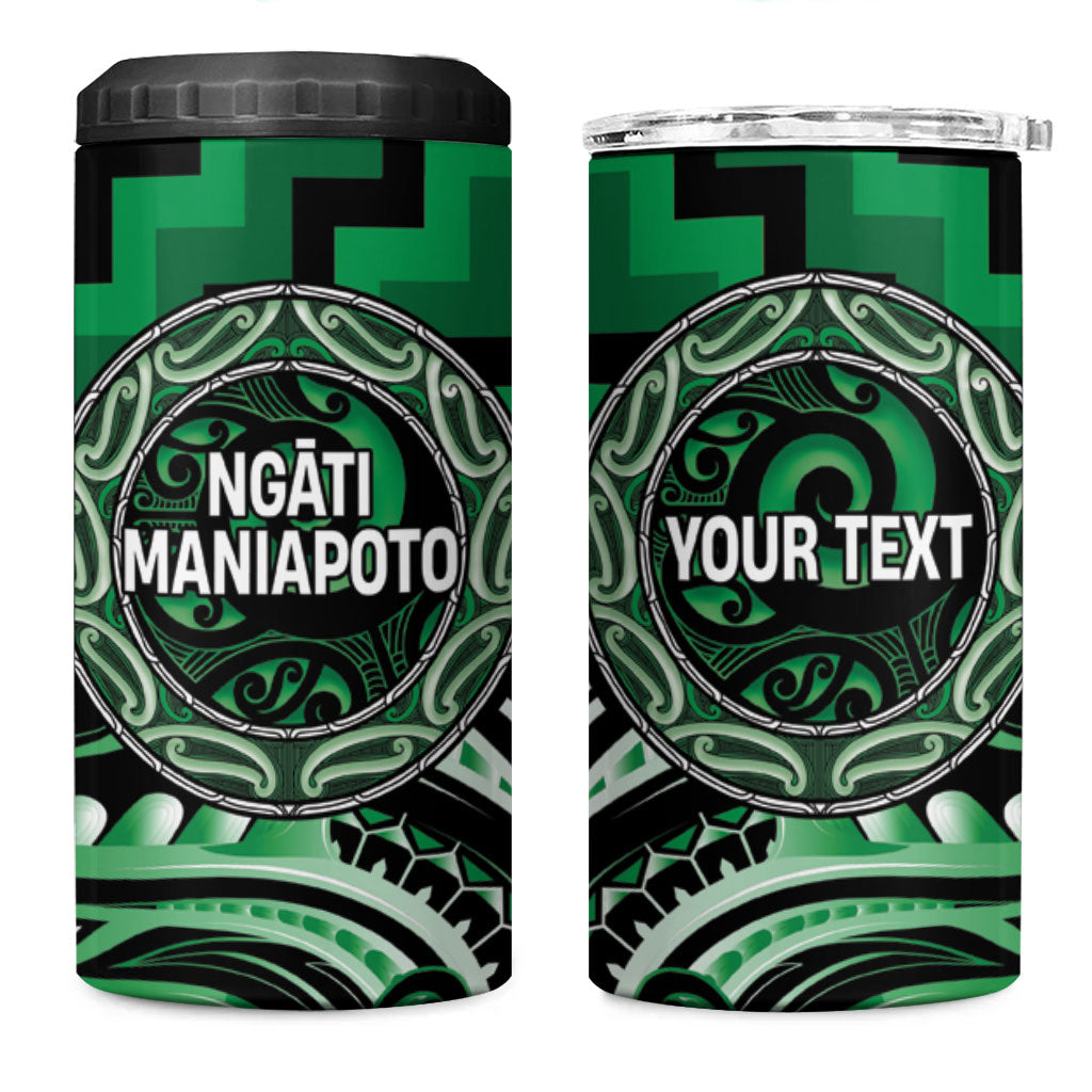 Aotearoa Ngati Maniapoto Personalised 4 in 1 Can Cooler Tumbler Maori Iwi Poutama Puhoro Tattoo LT14 One Size: 16 oz Green - Polynesian Pride