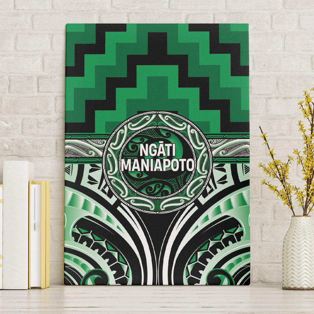 Aotearoa Ngati Maniapoto Canvas Wall Art Maori Iwi Poutama Puhoro Tattoo LT14 Without Frame Green - Polynesian Pride