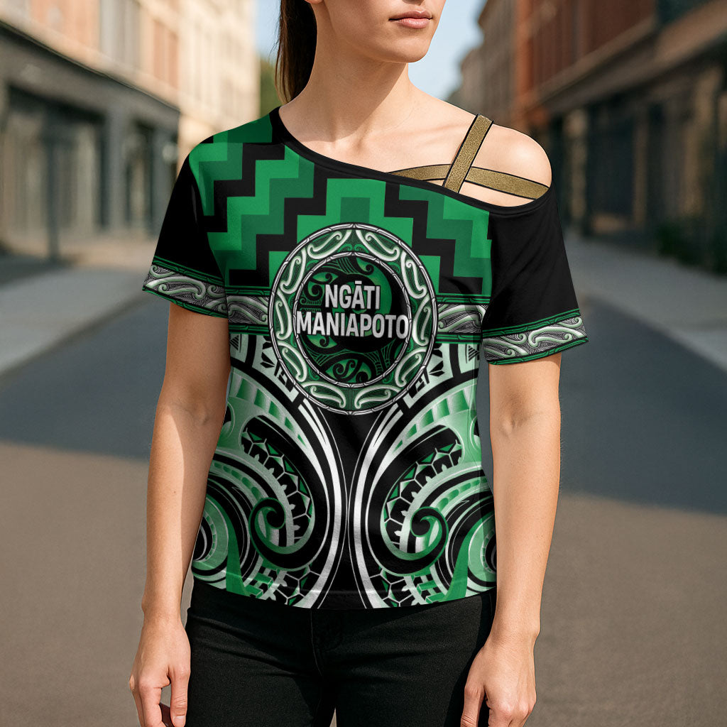 Aotearoa Ngati Maniapoto Personalised Cross Shoulder Shirt Maori Iwi Poutama Puhoro Tattoo LT14 - Polynesian Pride