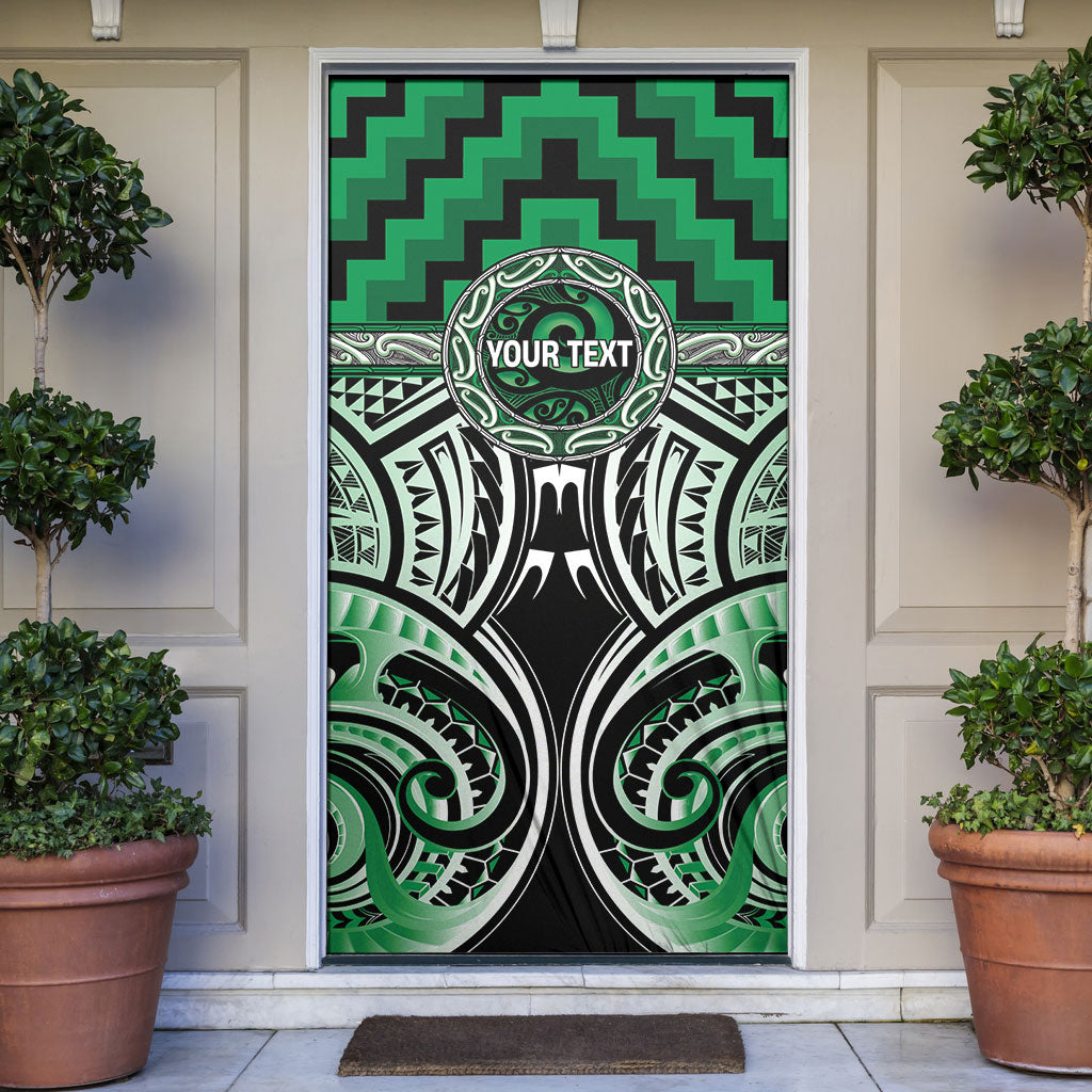 Aotearoa Ngati Maniapoto Personalised Door Cover Maori Iwi Poutama Puhoro Tattoo LT14 Green - Polynesian Pride