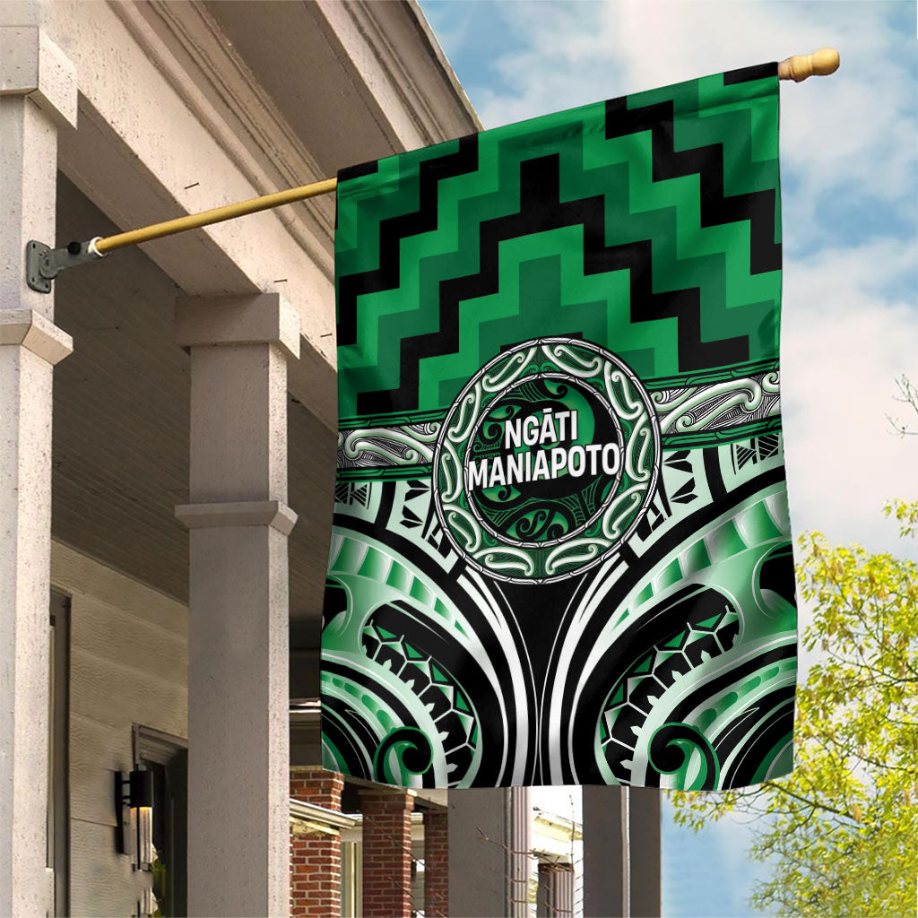 Aotearoa Ngati Maniapoto Garden Flag Maori Iwi Poutama Puhoro Tattoo LT14 House Flag Green - Polynesian Pride