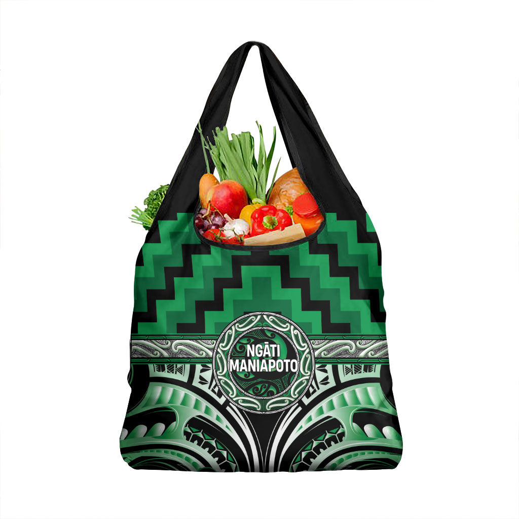 Aotearoa Ngati Maniapoto Grocery Bag Maori Iwi Poutama Puhoro Tattoo LT14 1-pack One Size Green - Polynesian Pride