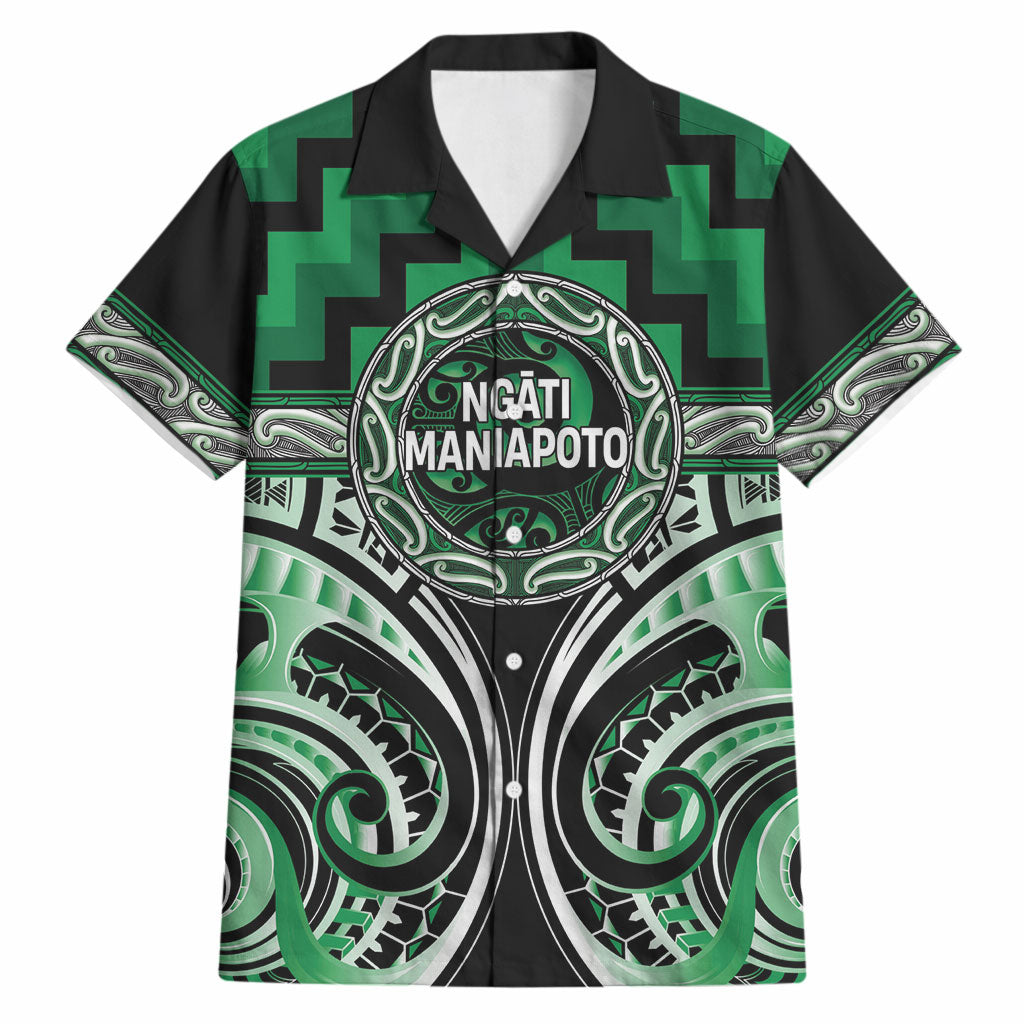 Aotearoa Ngati Maniapoto Personalised Hawaiian Shirt Maori Iwi Poutama Puhoro Tattoo LT14 Green - Polynesian Pride