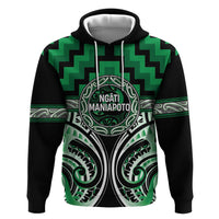 Aotearoa Ngati Maniapoto Personalised Hoodie Maori Iwi Poutama Puhoro Tattoo LT14 Pullover Hoodie Green - Polynesian Pride