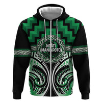 Aotearoa Ngati Maniapoto Personalised Hoodie Maori Iwi Poutama Puhoro Tattoo LT14 Zip Hoodie Green - Polynesian Pride