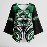 Aotearoa Ngati Maniapoto Personalised Kimono Sleeve Blouse Maori Iwi Poutama Puhoro Tattoo LT14 Female Green - Polynesian Pride