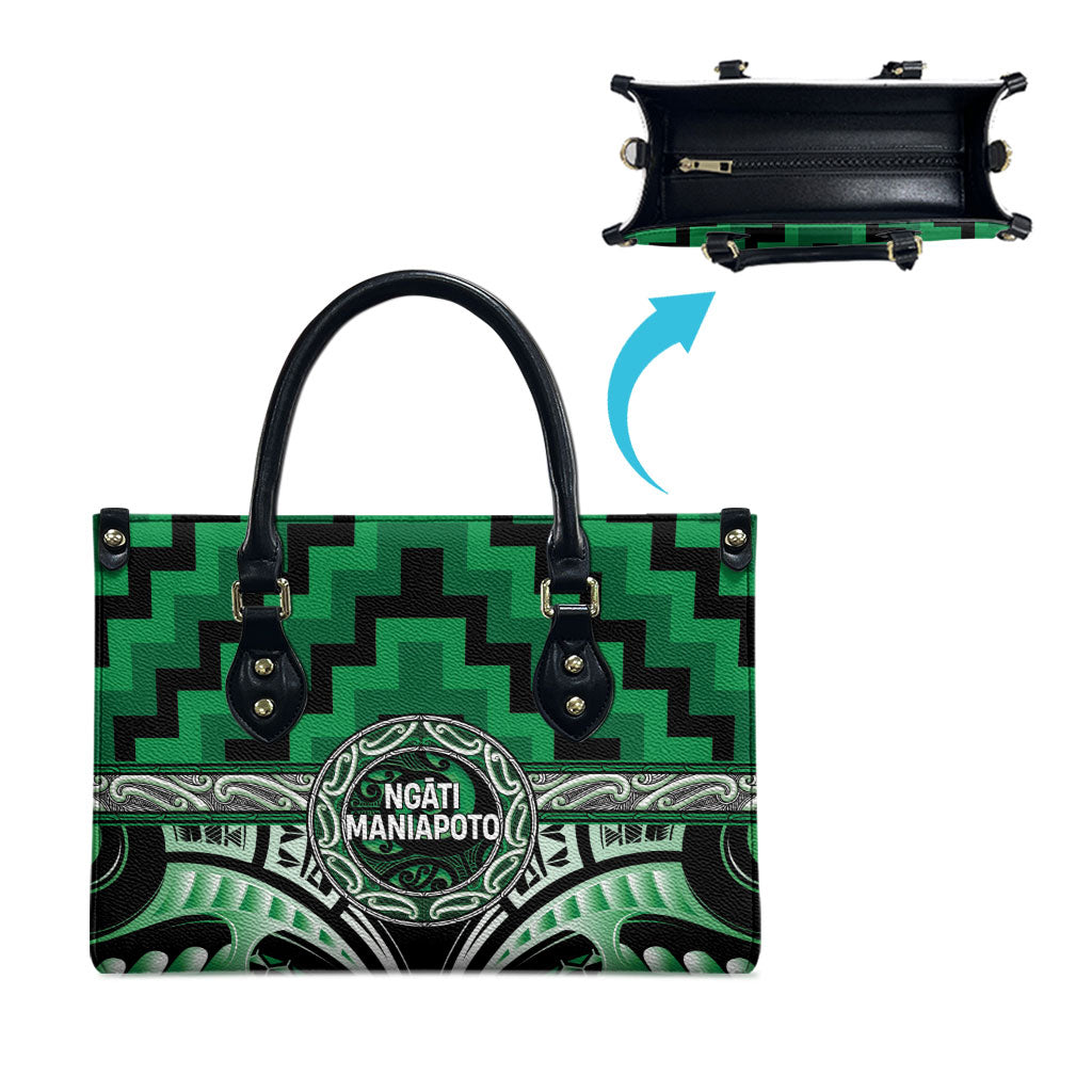 Aotearoa Ngati Maniapoto Leather Bag Maori Iwi Poutama Puhoro Tattoo LT14 - Polynesian Pride