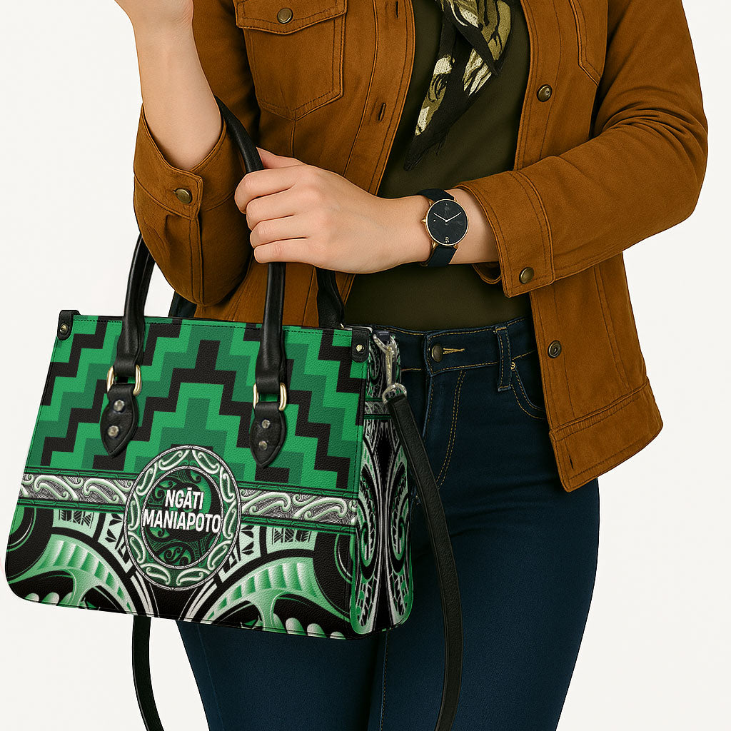 Aotearoa Ngati Maniapoto Leather Bag Maori Iwi Poutama Puhoro Tattoo LT14 - Polynesian Pride
